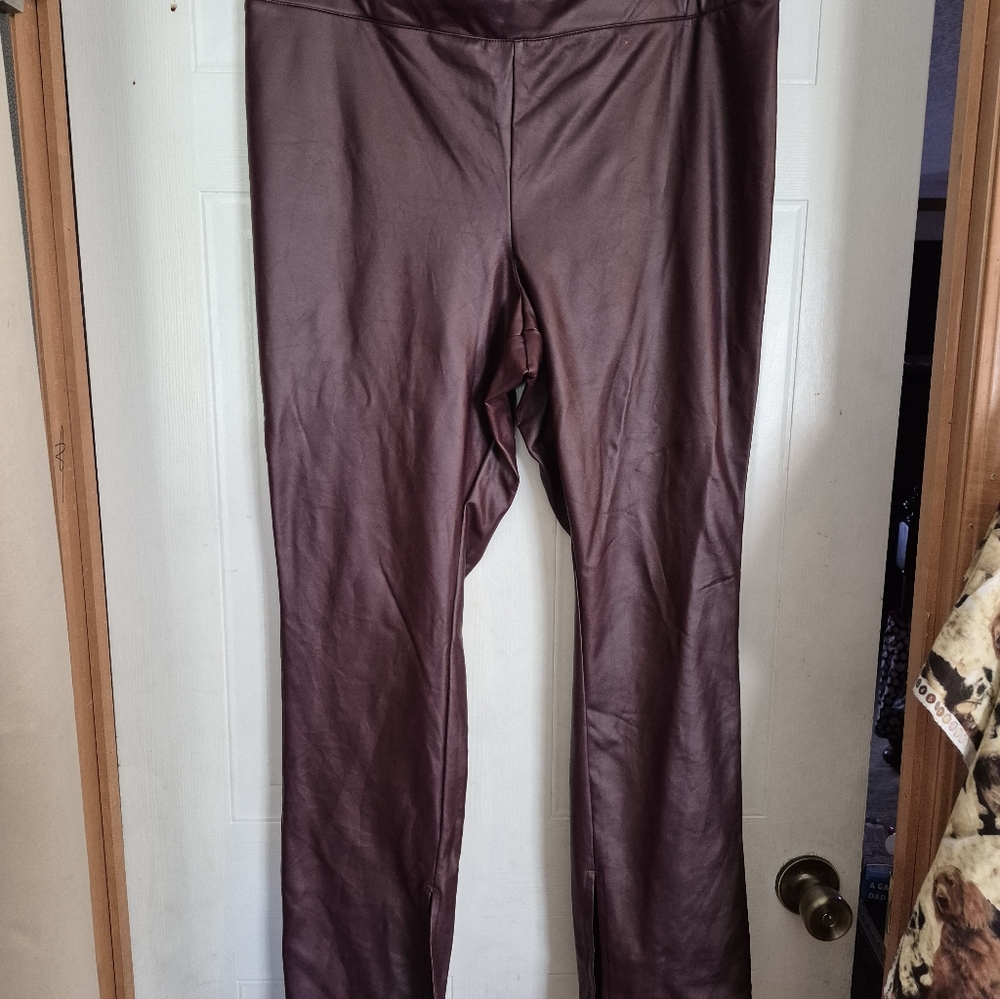 Deep Brown Faux Leather Pants